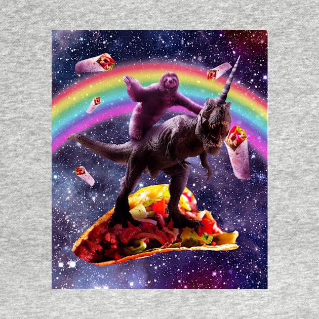 Sloth Riding Unicorn Dinosaur on Burrito by Random Galaxy